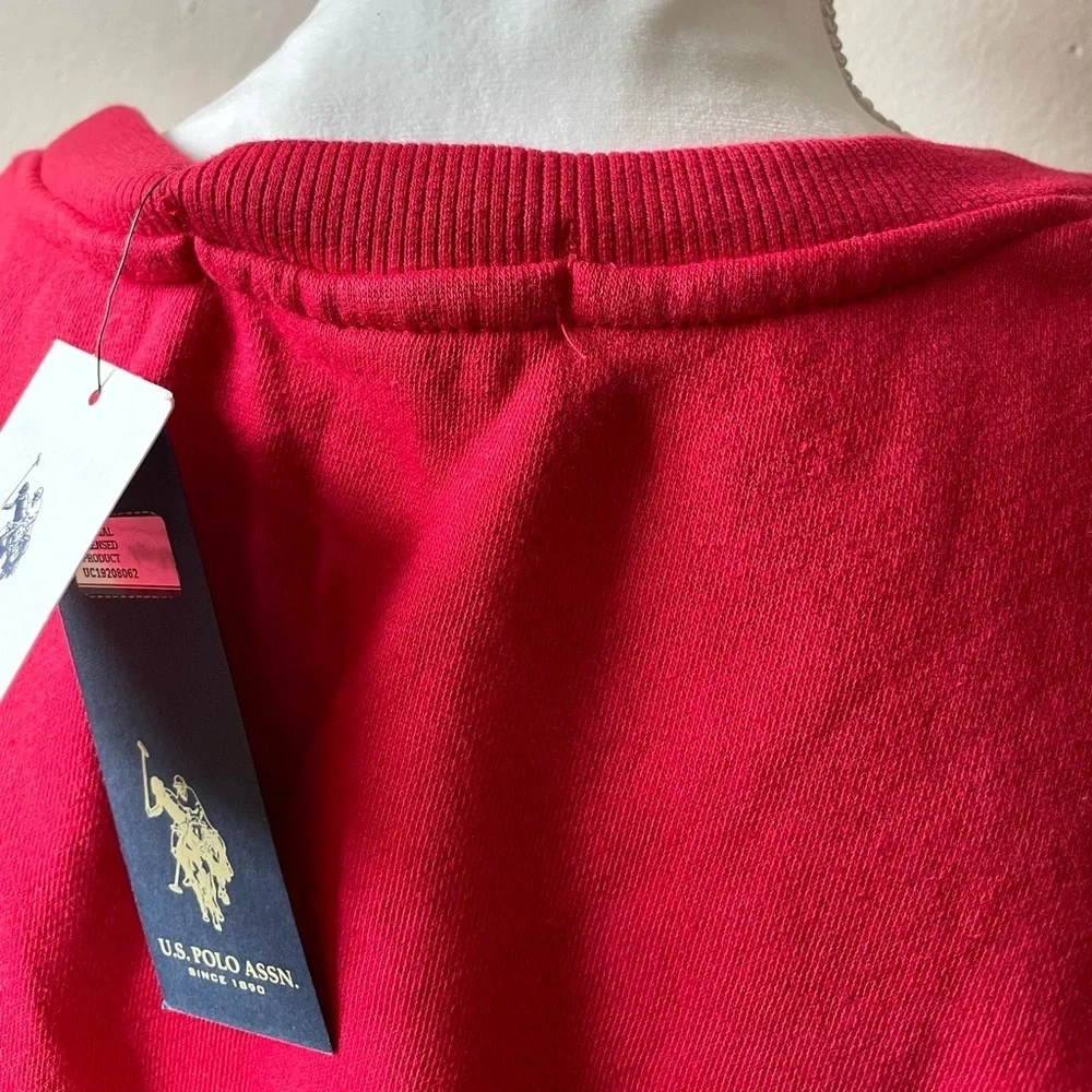 U.S. Polo Assn. Graphic Logo Red Long Sleeve Crewneck Fleece Sweater Men’s XL